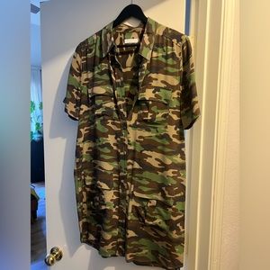 Equivalent green camo silk dress size medium